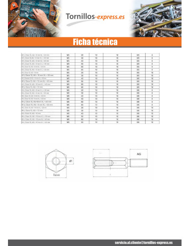 1 x Tirante hexagonal macho hembra M5X20 llave...
