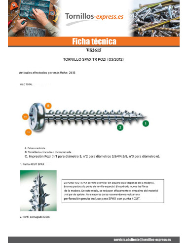1 x Tornillo Spax cabeza redonda Pozi PZ3 3X25...
