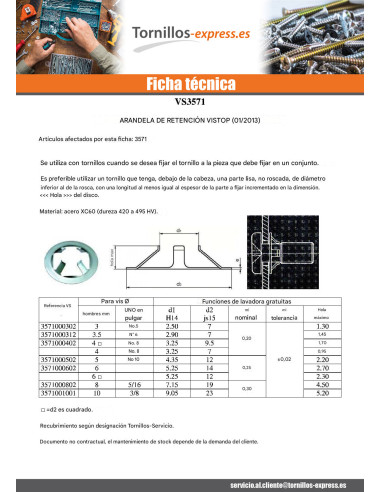 1 x Arandela RETENCIÓN VISTOP 8 REF91080132...