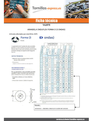 1 x Arandela ONDUFLEX M10X19X0.20 Tipo D 3 ondas