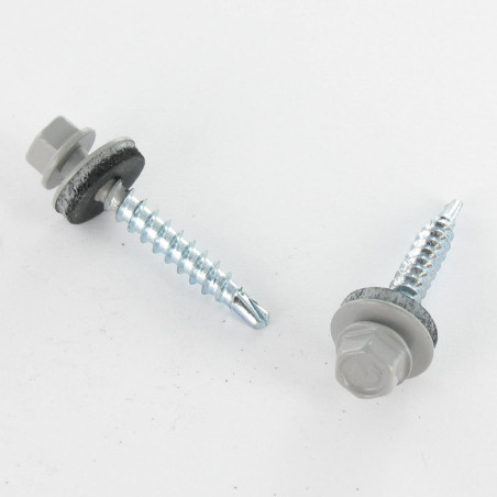 1 x Tornillo autoperforante cabeza hexagonal 4.8X35 Arandela de estanqueidad con junta de neopreno epdm Acero cincado
