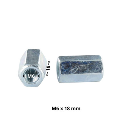 1 x Manguitos hexagonal M6X18 entrecaras 10 Acero cincado blanco