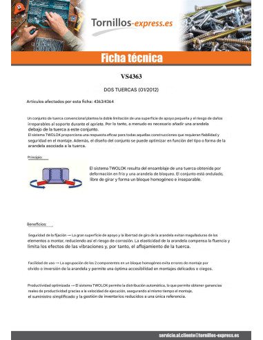 1 x Tuerca Twolok cs (con arandela contacto...
