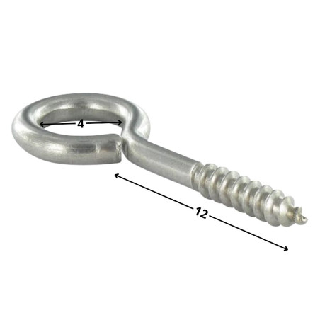 1 x Tornillo de ojo madera 2.15X12 ojo 4 Acero cincado blanco
