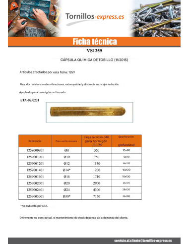 1 x Taco químico cápsula M10