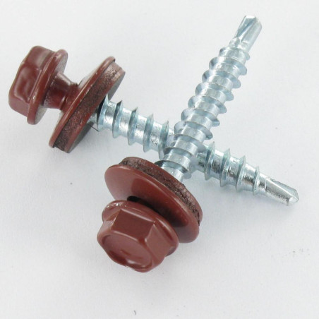 1 x Tornillo autoperforante cabeza hexagonal 4.8X35 Arandela de estanqueidad con junta de neopreno epdm Acero cincado