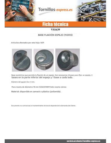 1 x Resalto para Fijación espejo plástico