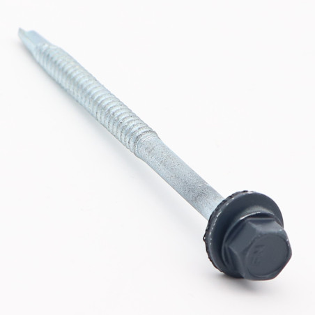 1 x Tornillo autoperforante cabeza hexagonal 6.3X100 Arandela de estanqueidad con junta de neopreno epdm Acero cincado
