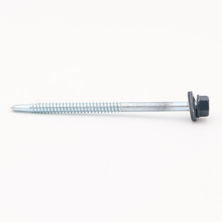 1 x Tornillo autoperforante cabeza hexagonal 6.3X100 Arandela de estanqueidad con junta de neopreno epdm Acero cincado
