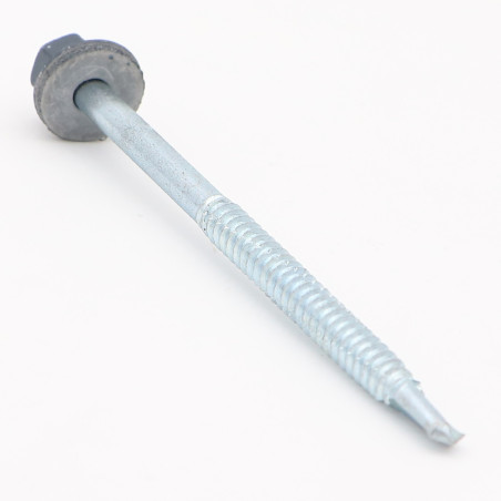 1 x Tornillo autoperforante cabeza hexagonal 6.3X100 Arandela de estanqueidad con junta de neopreno epdm Acero cincado