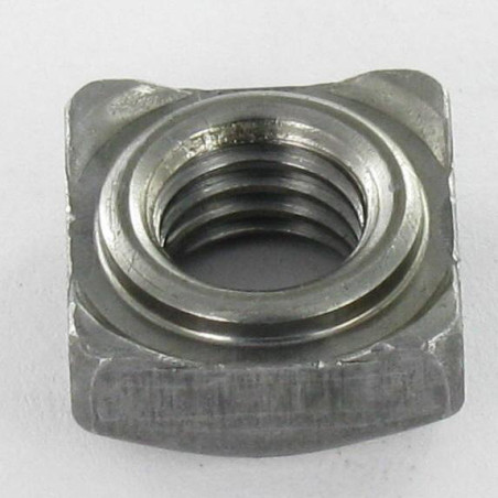 1 x Tuerca cuadrada para soldar reborde M6 10X10X5 Acero bruto