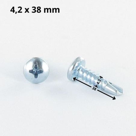 1 x Tornillo autoperforante cabeza cilíndrica abombada phillips 4.2X38 rosca chapa Acero cincado blanco