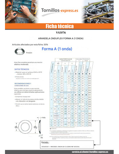 1 x Arandela ONDUFLEX M12 Acero bruto Tipo con...