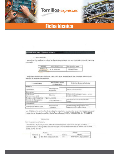1 x Perno (vendido con tuerca) estructura...
