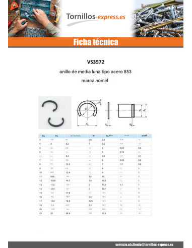 1 x Anillas CUERNO 10 Tipo 853 Acero bruto