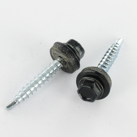 1 x Tornillo autoperforante cabeza hexagonal 4.8X35 Arandela de estanqueidad con junta de neopreno epdm Acero cincado