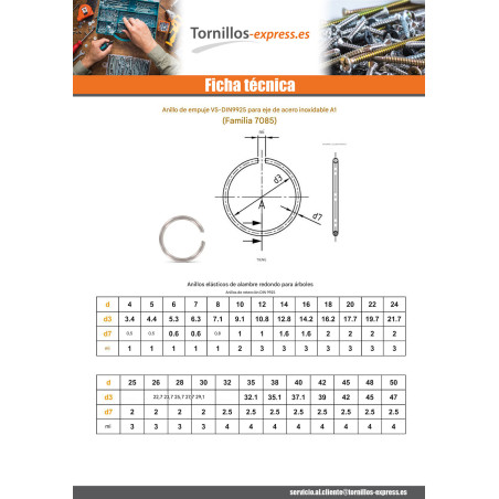 1 x Anillos de seguridad de alambre redondo para ejes de diámetro 20 Inoxidable A1