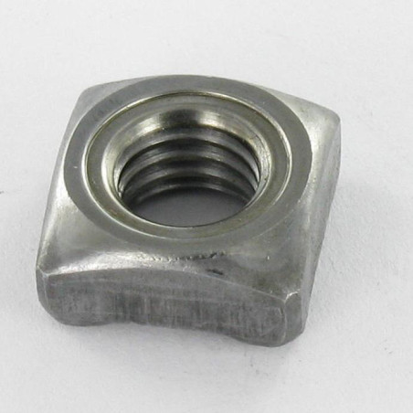 1 x Tuerca cuadrada para soldar reborde M10 17X17X8 Acero bruto
