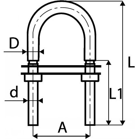 1 x Estribo en forma de U con doble PLACAS Inoxidable A4 8X80