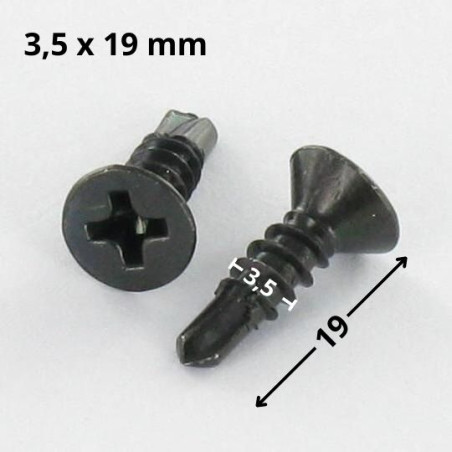 1 x Tornillo autoperforante cabeza fresada/testa svasat phillips 3.5X19 rosca chapa Acero cincado negro