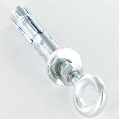 1 x Taco Anclaje con Tornillo de ojo M12 20X80 Acero cincado blanco
