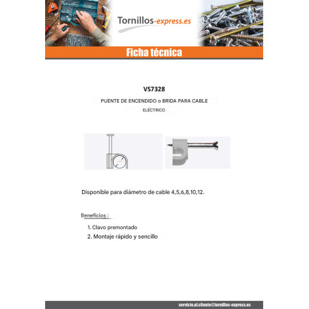 1 x Lote de 15 Grapa de fijación Cable eléctrico diámetro 6