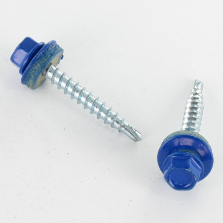 1 x Tornillo autoperforante cabeza hexagonal 4.8X35 Arandela de estanqueidad con junta de neopreno epdm Acero cincado