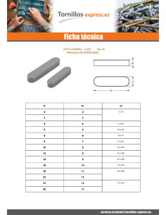 Chaveta paralela Acero bruto 10X8 longitud 130 2