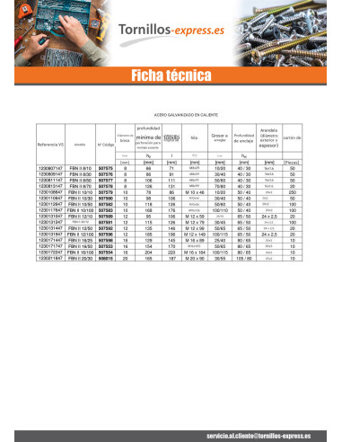 1 x Fischer Anclaje FISCHER FBN II 16X220...