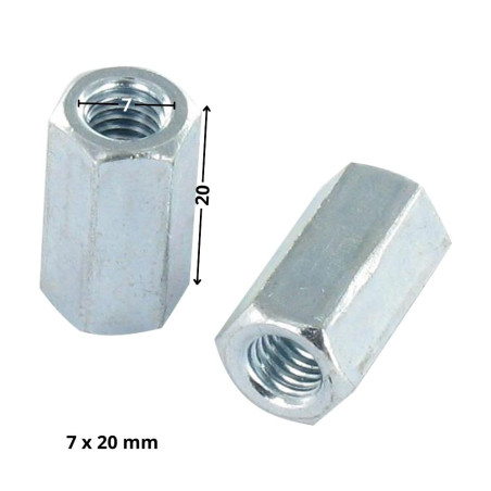 1 x Tirante hexagonal hembra hembra M4 7X20 roscado en 20 Acero cincado blanco