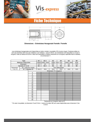 1 x Tirante hexagonal hembra hembra M4 7X20...