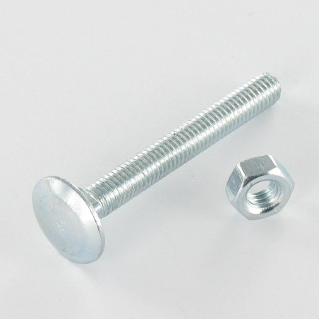 1 x Perno (vendido con tuerca) Cabeza redonda cuello cuadrado M6X25 roscado total Acero cincado blanco