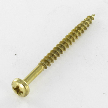 1 x Tornillo madera aglomerado VBA3 cabeza redonda Pozi 4X25 Acero latonado