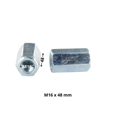 1 x Manguitos hexagonal M16X48 entrecaras 24 Acero cincado blanco