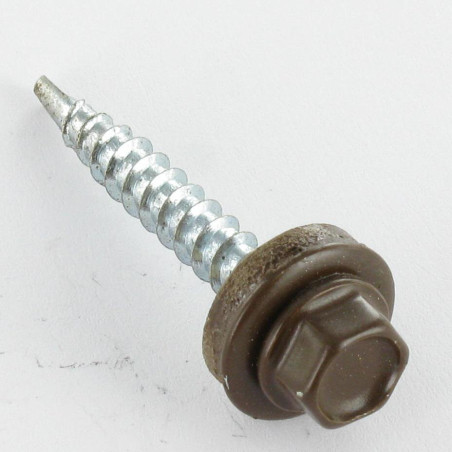1 x Tornillo autoperforante cabeza hexagonal 4.8X35 Arandela de estanqueidad con junta de neopreno epdm Acero cincado