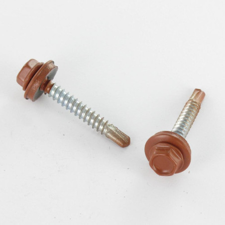 1 x Tornillo autoperforante cabeza hexagonal 4.8X28 Arandela de estanqueidad con junta de neopreno epdm Acero cincado