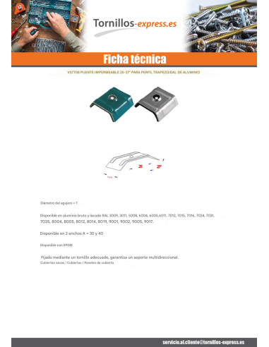 1 x Grapa para montaje estanco EPDM 40X25...