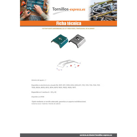 1 x Grapa para montaje estanco EPDM 40X25 Aluminio RAL7024 gris grafito