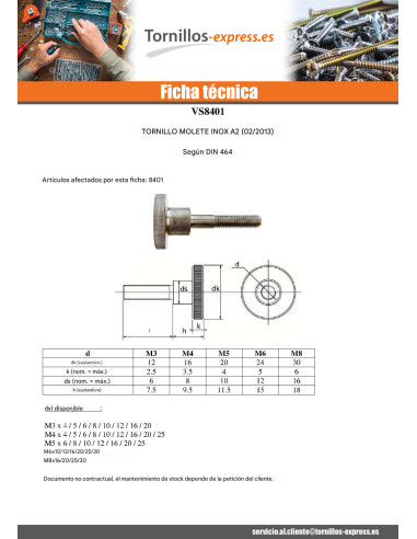 1 x Tornillo metales fresada M8X25 Inoxidable A1