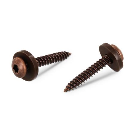 1 x Tornillo chapa cabeza cilíndrica TORX T15 + Arandela Nylon 3.9X19 Inoxidable A2 marrón