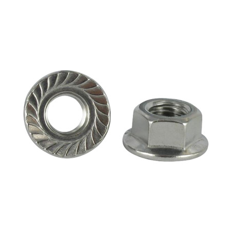 1 x Tuerca hexagonal Inoxidable A2 resalto reborde dentado M5