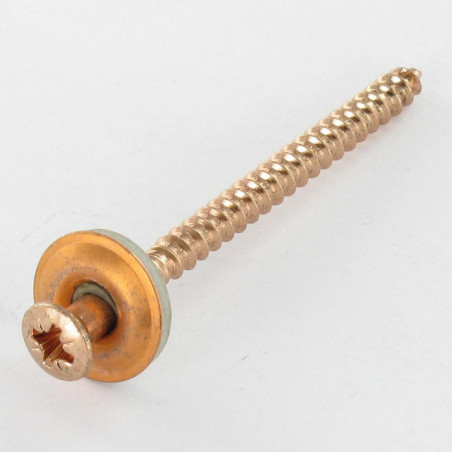 1 x Tornillo de cresta cabeza fresada abombada Pozi Inoxidable A2 cobre Arandela de estanqueidad con junta de neopreno