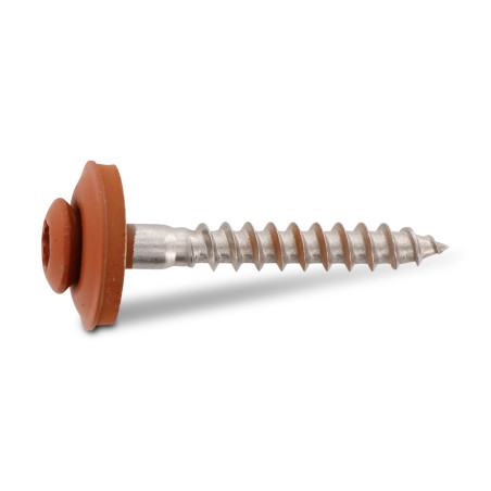 1 x Tornillo de cresta cabeza fresada abombada TORX T20 Inoxidable A2 RAL8004 marrón cobre 4.5X25 Arandela de