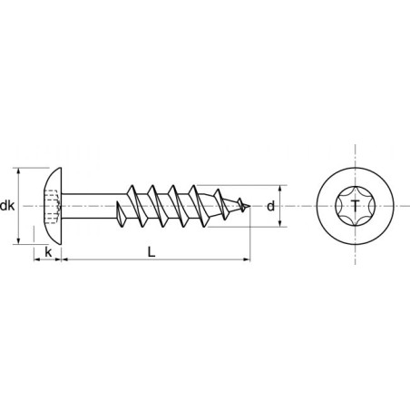 1 x Tornillo de fachada TORX T20 4.8X70 diámetro de cabeza: 12.3 Inoxidable A2