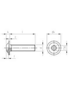 Tornillo metales cabeza abombada resalto reborde TORX T30... 2