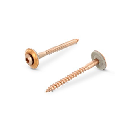 1 x Tornillo de cresta cabeza fresada abombada TORX T20 Inoxidable A2 cobre 4.5X50 Arandela de estanqueidad con junta de