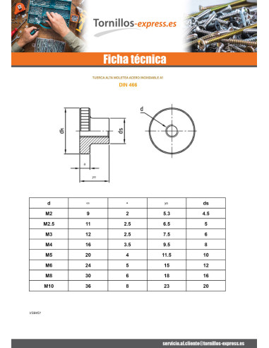 1 x Tuerca RUEDAS Tipo alto M6 Inoxidable A1