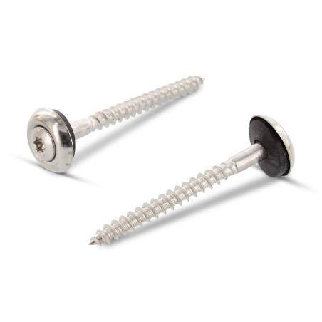 1 x Tornillo de cresta cabeza fresada abombada TORX T20 Inoxidable A2 5X280 Arandela de estanqueidad con junta de neopreno