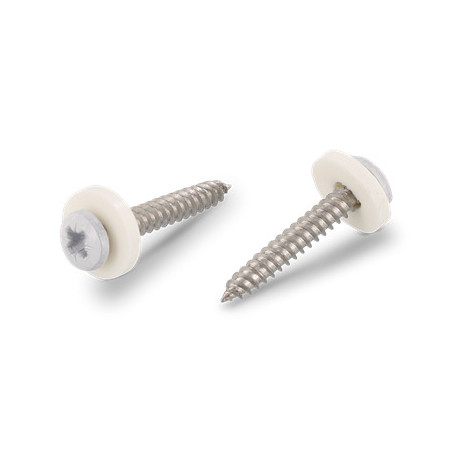 1 x Tornillo chapa cabeza cilíndrica Pozi PZ4 + Arandela Nylon 3.9X32 Inoxidable A2 blanco