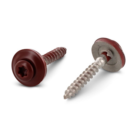 1 x Tornillo de cresta cabeza fresada abombada TORX T20 Inoxidable A2 RAL3009 rojo óxido 4.5X100RD.EPDM